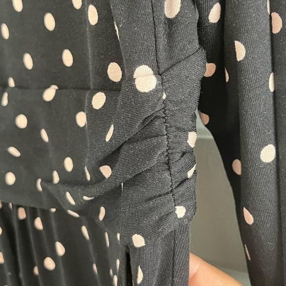 Boden Abigail Black and Pink Polka Dot Long Sleeve Dress Size 10P Jersey Knit - Picture 8 of 16
